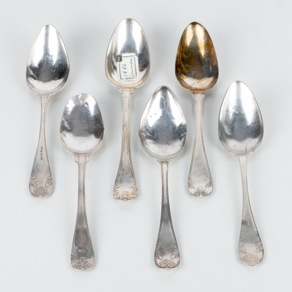 MATSKEDAR, 6 st, silver, 1800-tal