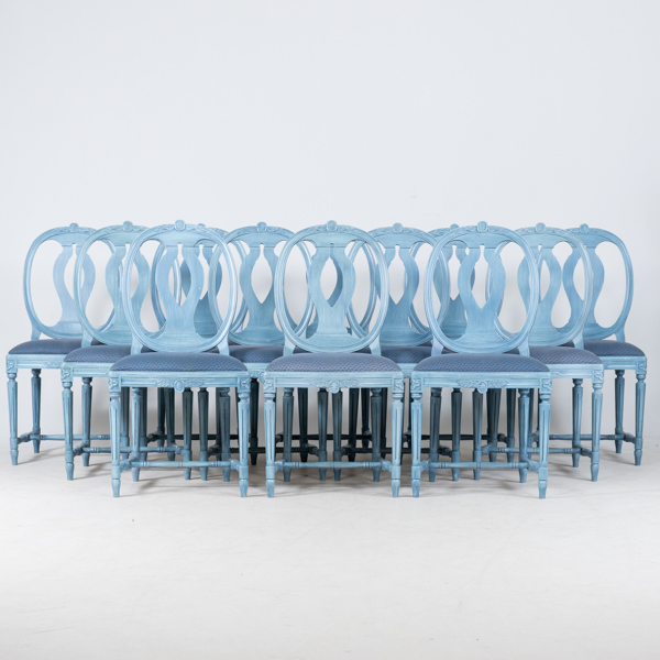 MATSTOLAR, 12 st, gustaviansk stil, 1900-talets andra hälft