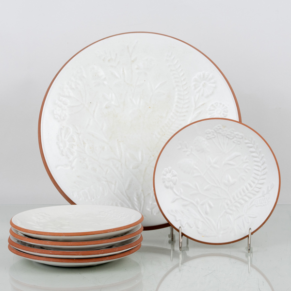 ERIK MORNILS, 6 del, fat samt assietter, keramik, Nittsjö, 1900-talets andra hälft