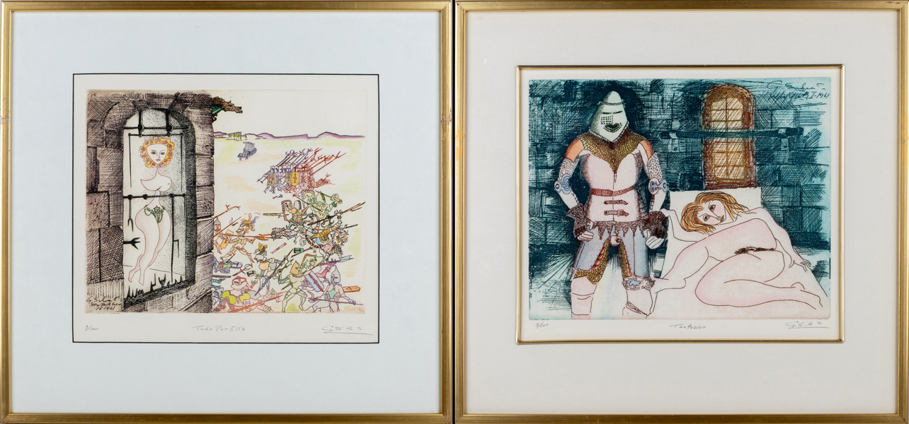 GUILLERMO SILVA SANTAMARIA (1921-2007), färgetsningar, 2 st, signerade och numrerade 3/100