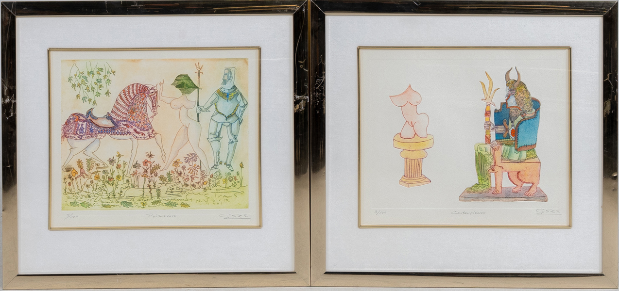 GUILLERMO SILVA SANTAMARIA (1921-2007), 2 st, färgetsningar, signerad och numrerade