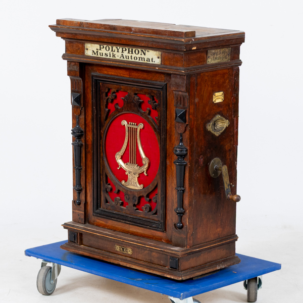 POLYFON, musikautomat, nyrenässans, Petersen & Steenstrup, Danmark, omkring år 1900