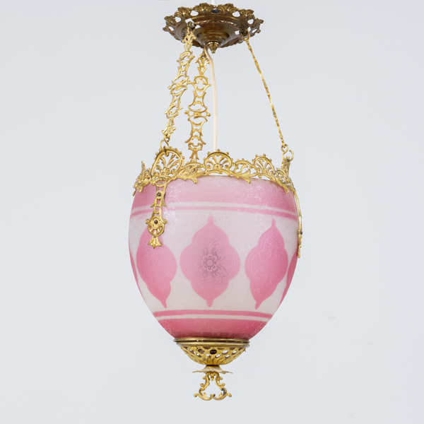 MÅNSKENSAMEPEL, mässing och glas, 1800-/1900-tal