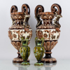 URNOR, 2 par, majolika, omkring år 1900