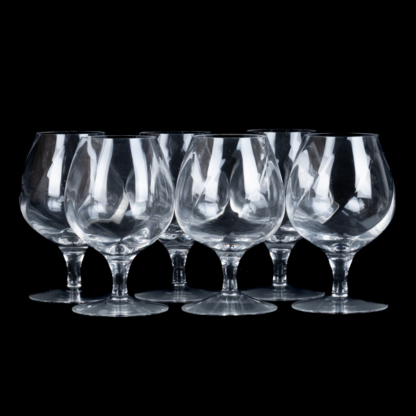 KONJAKSKUPOR, 6 st, glas, 1900-/2000-tal