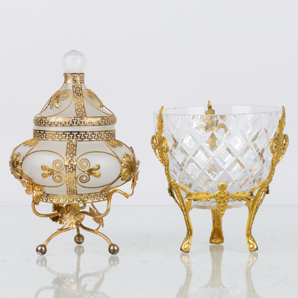 SKÅL SAMT LOCKSKÅL, glas och metall, 1900-talets första hälft