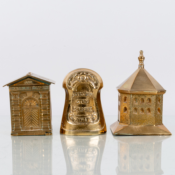 SPARBÖSSOR, 3 st, mässing, 1900-tal