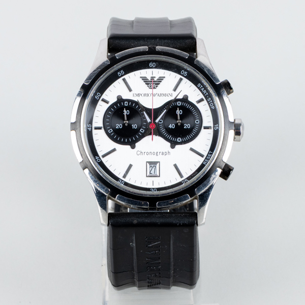 HERRARMBANDSUR, Emporio Armani, kronograf, stål, 2000-tal