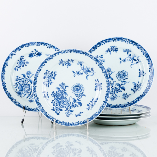 TALLRIKAR, 6 st, porslin, Kina, Qianlong (1736-1795)