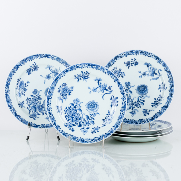 TALLRIKAR, 6 st, porslin, Kina, Qianlong (1736-1795)