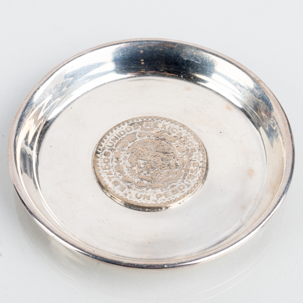 SKÅLFAT MED MYNT, sterlingsilver, Mexico, 1900-tal