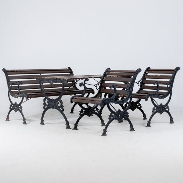TRÄDGÅRDSMÖBEL, 4 del, gjutjärn, 1900-tal