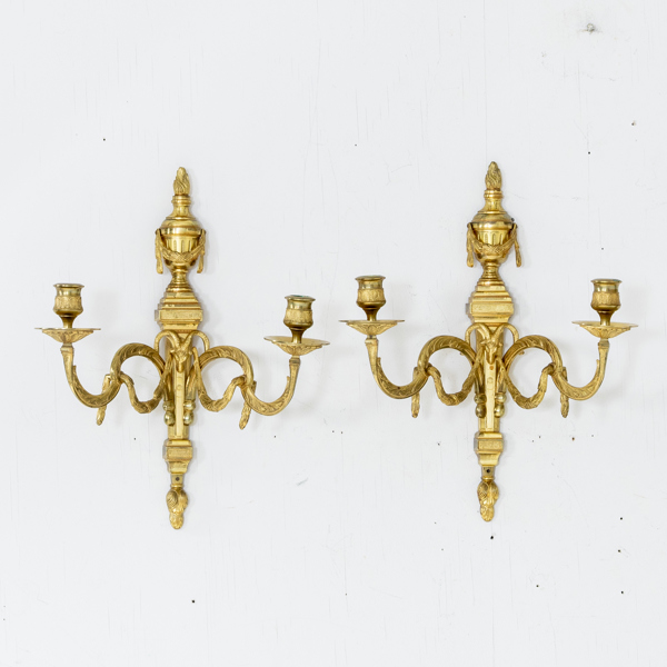 VÄGGAPLIQUER, 1 par, mässing, empirestil, 1900-tal