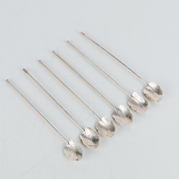 DRINKSKEDAR/SUGRÖR, 6 st, silver, Mexico, 1900-tal