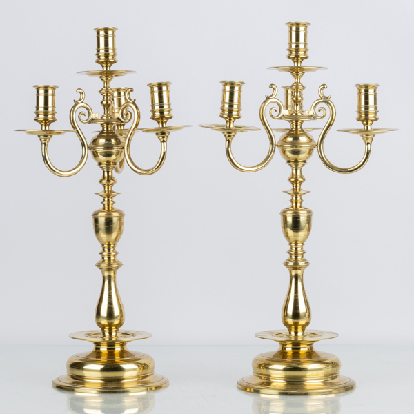 GUSUMS BRUK, 1 par kandelabrar, mässing, tidigt 1900-tal