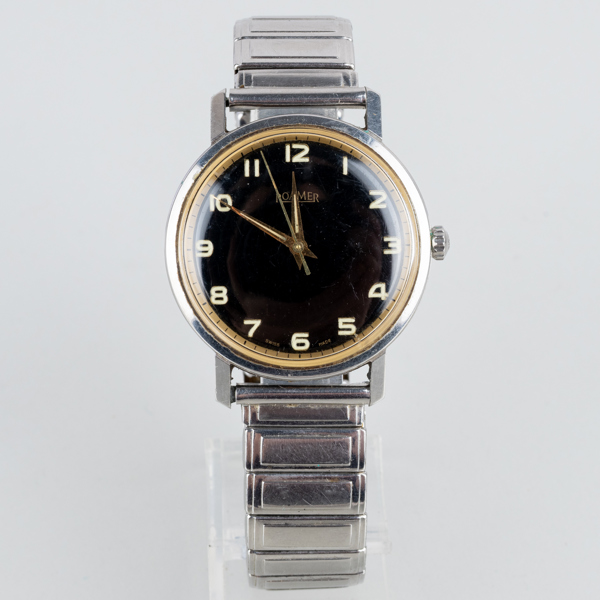 ROAMER, herrarmbandsur, stål, 1900-talets mitt