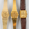 DAMARMBANDSUR, 3 st, bla Seiko, guld på stål, 1900-talets andra hälft