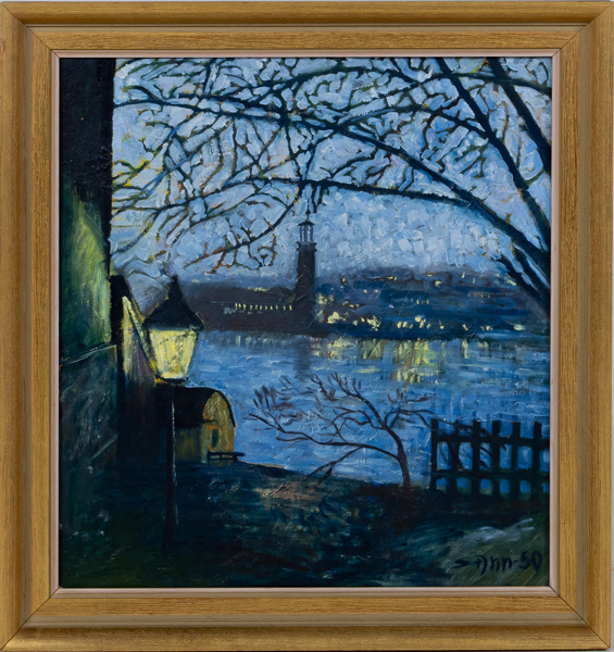 OIDENTIFIERAD KONSTNÄR, olja på pannå, signerad och daterad -50