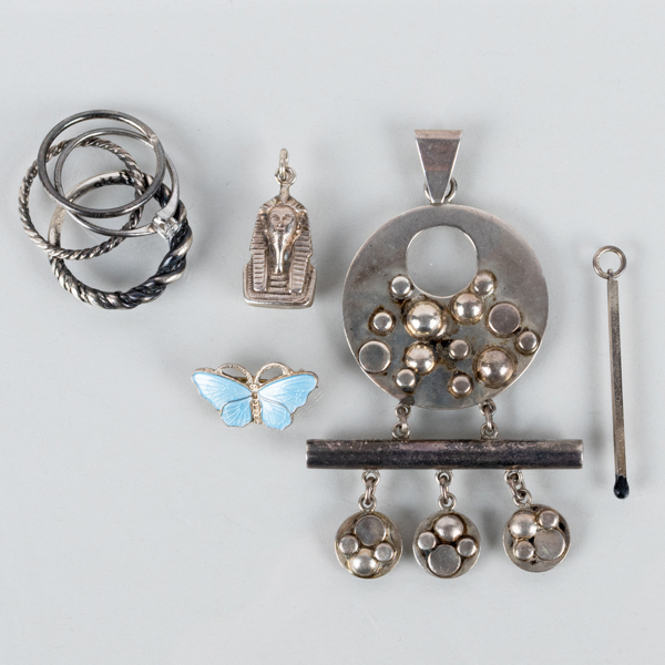 SAMLING SMYCKEN, 8 st, bla silver, 1900-tal