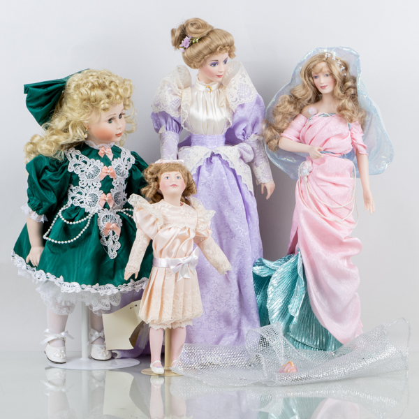 PRYDNADSDOCKOR, 4 st, Franklin Heirloom Dolls, Franklin Mint Company, USA