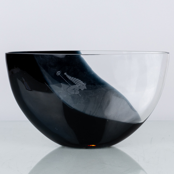 MARTTI RYTKÖNEN, skål, glas, Orrefors, signerad och daterad 2001