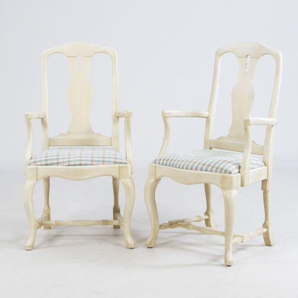 KARMSTOLAR, 1 par, rokokostil, 1900-talets andra hälft