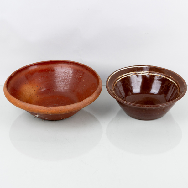 SKÅLAR, 2 st, lergods, 1800-tal