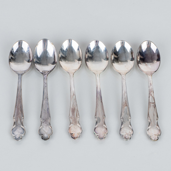 KAFFESKEDAR, 6 st, silver, MGAB, Linköping bla 1971