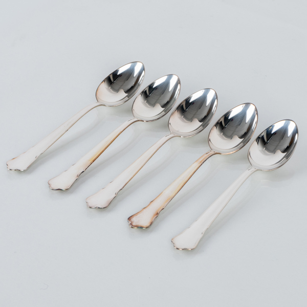 KAFFESKEDAR, 5 st, silver, modell Chippendale, GEWE, bla 1996