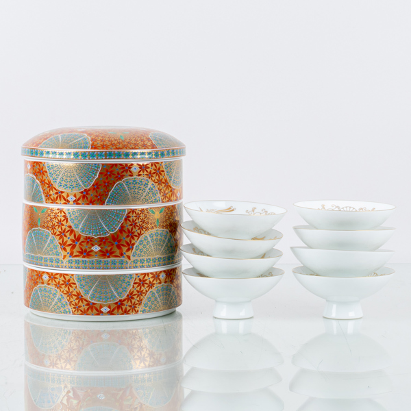 BURK OCH SKÅLAR, 9 del, porslin, Japan, 1900-talets slut