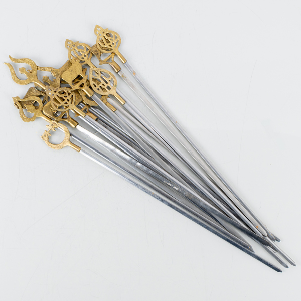 GRILLSPETT, 16 st, mässing och rostfritt stål, Turkiet, 1900-tal