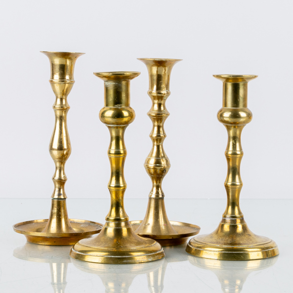 LJUSSTAKAR, 4 st, mässing, 1800-/1900-tal