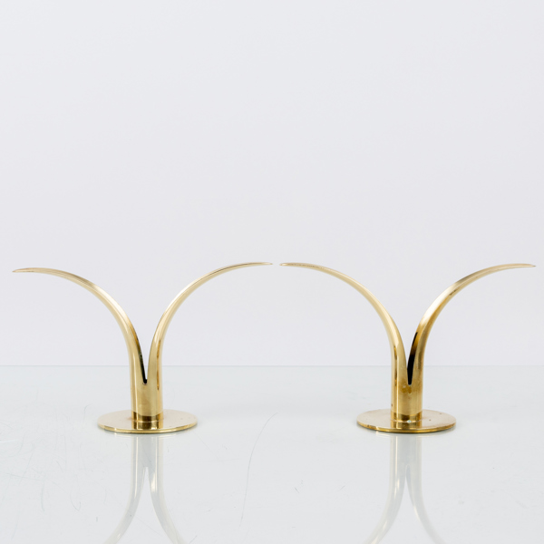 IVAR ÅLENIUS BJÖRK, 1 par ljusstakar, "Liljan", mässing, Ystad Metall