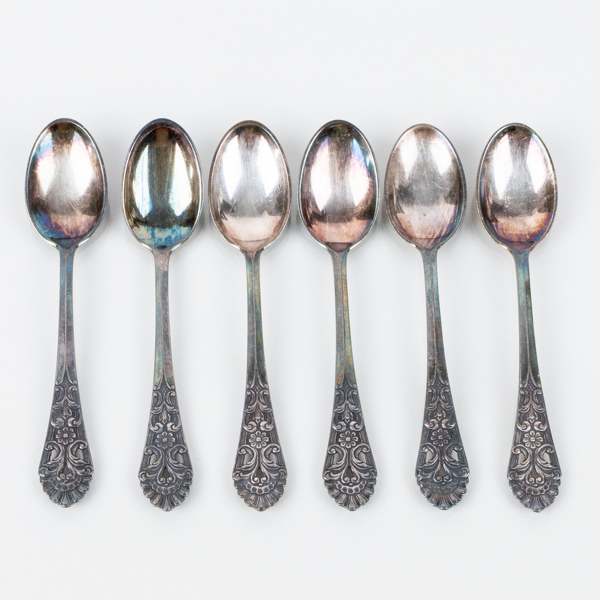 KAFFESKEDAR, 6 st, silver, 1900-tal