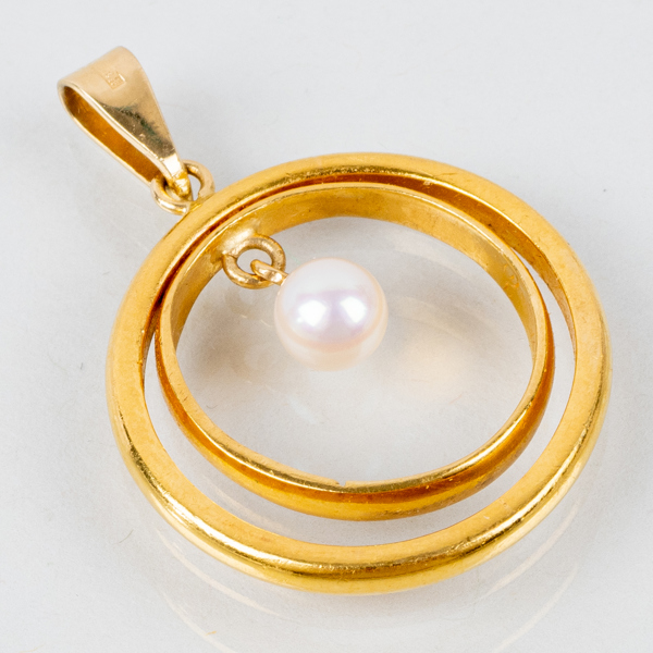 HÄNGE, 23k guld, med pärla