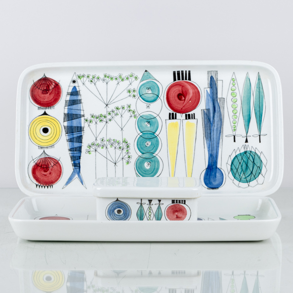 MARIANNE WESTMAN, 3 del, serveringsfat samt smörask, porslin, "Picknick", Rörstrand