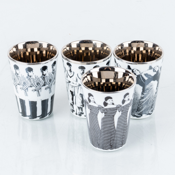 ÅSA LINDSTRÖM, 4 st snapsglas, porslin, Rörstrand