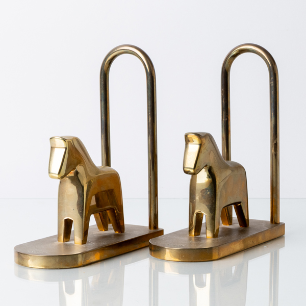 LOTTA HORN, 1 par, bokstöd, mässing, Reijmyre mässingsbruk, 2000-tal