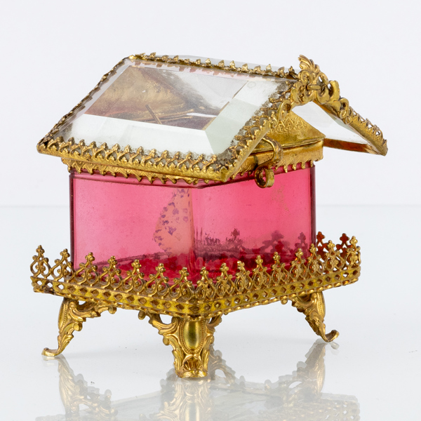 FICKURSSTÄLL, glas och mässing, 1900-talets första hälft