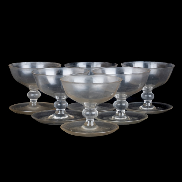 DESSERTSKÅLAR, 6 st, glas, 1900-tal