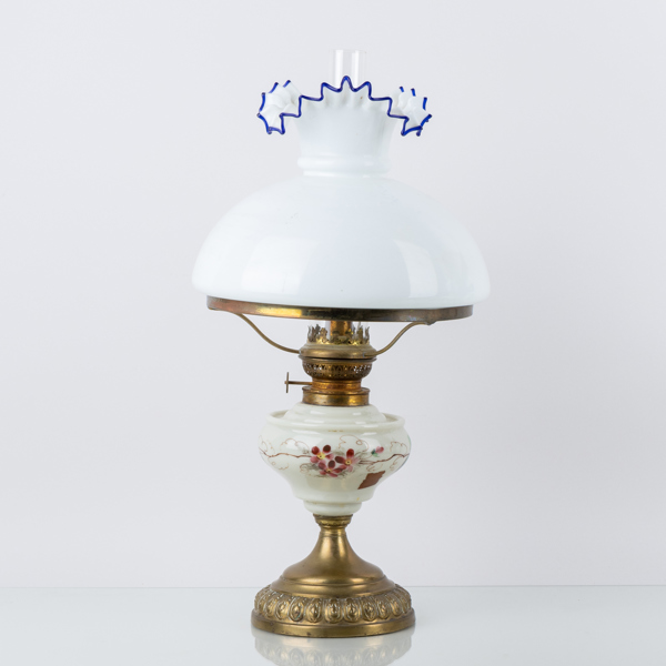 BORDSFOTOGENLAMPA, glas och mässingsplåt, tidigt 1900-tal