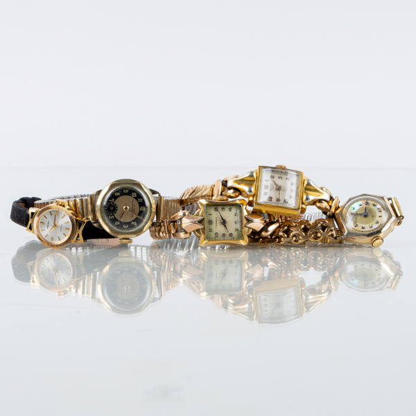 DAMARMBANDSUR, 5 st, gulddoublé, bla Seiko, Tärnan, Baltic mm