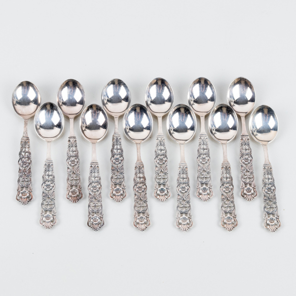 KAFFESKEDAR, 12 st, silver, GAB, 1970