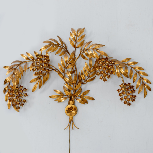 VÄGGLAMPA, bronserad metall, sannolikt Italien, 1900-talets andra hälft