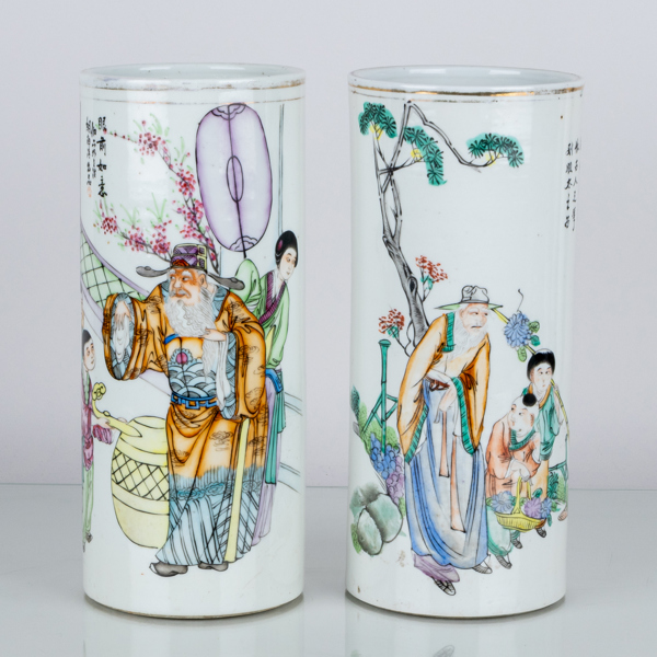 PERUKVASER, 2 st, porslin, Kina, 1800-/1900-tal