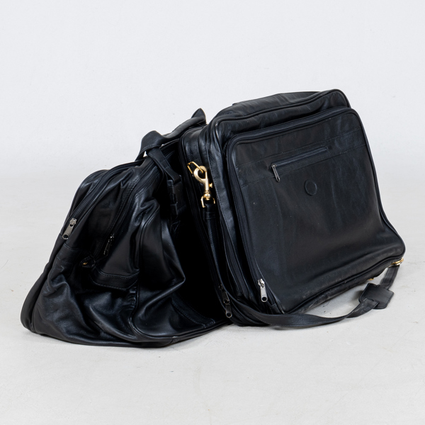 WEEKENDBAG OCH RESEGARDEROB, svart skinn, 2000-tal