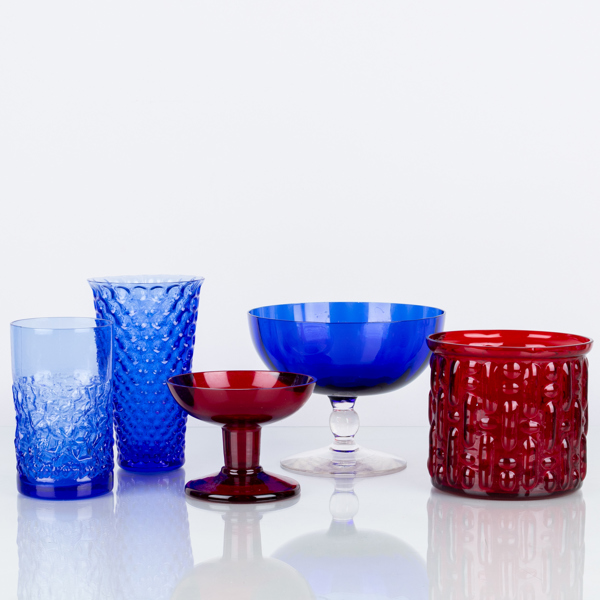 VASER OCH SKÅLAR, 5 st, bla Reijmyre, 1900-talets andra hälft