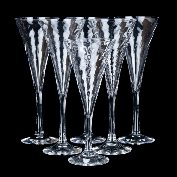 GUNNAR CYRÉN, 5 st, champagneglas samt vinglas, "Helena", Orrefors