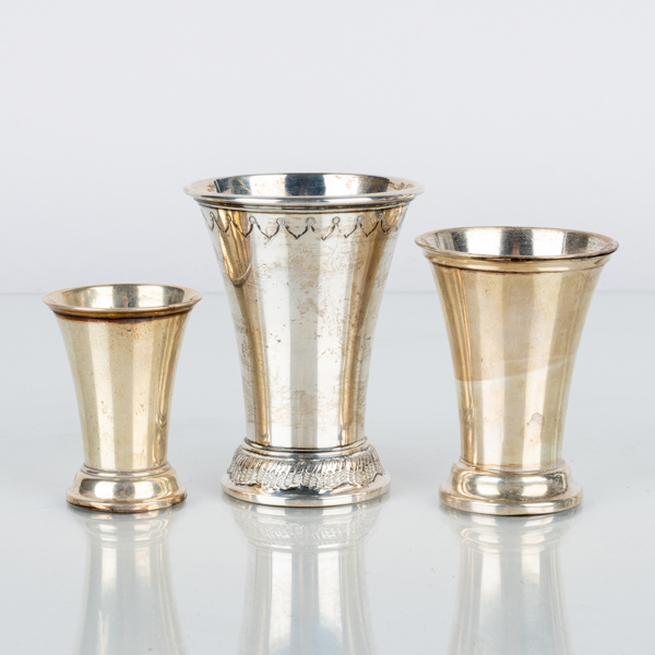 BÄGARE, 3 st, silver, stämplade SP, 1903 och1905