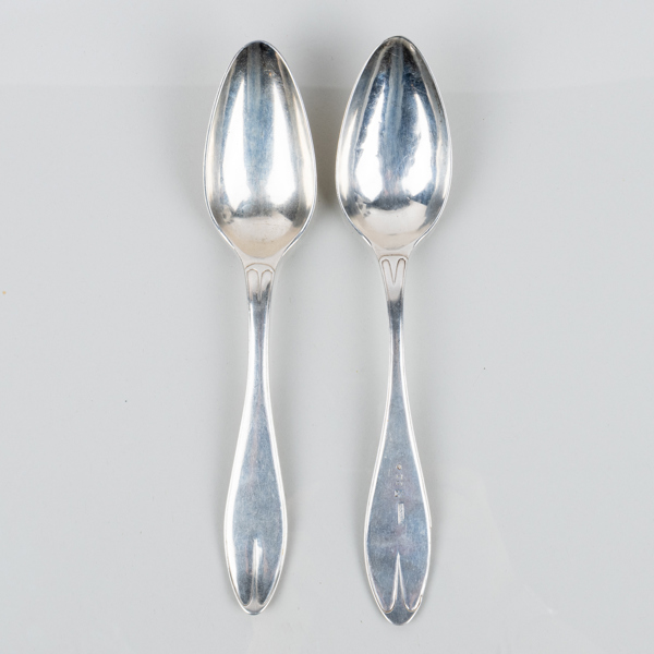 SKEDAR, 2 st, silver, Anders Rahm, Norrköping 1825 och Lorenz Georg Weis, Norrköping 1806